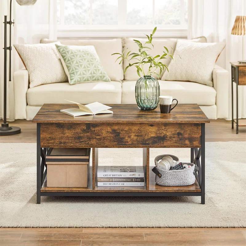 Wooden coffee table with a rich dark finish and spacious, functional design