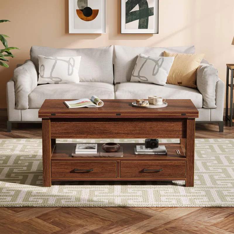 Compact wooden coffee table with a timeless design and smooth surface.