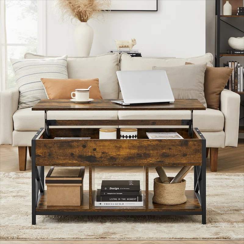Charming wooden coffee table with a distressed finish and classic appeal.