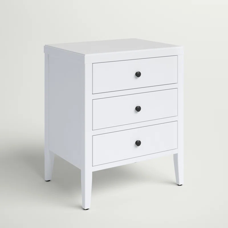 Compact wooden bedside table with an open shelf and drawer for storage