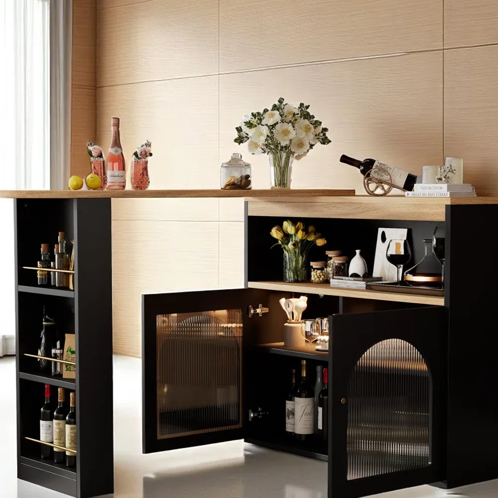 Compact bar cabinet for home with rustic finish